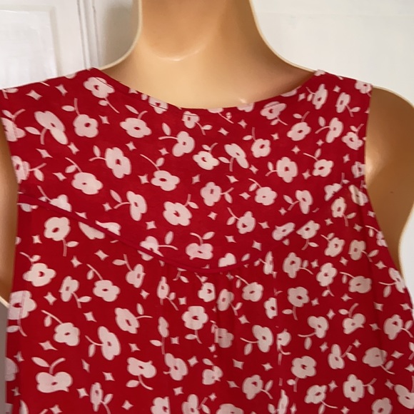 Maeve Anthropologie Sleeveless Red Floral Top Sz 0 - Picture 7 of 11